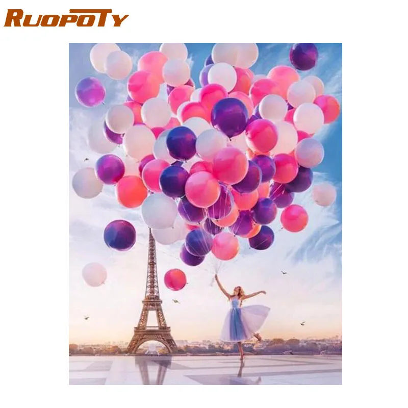 RUOPOTY Diy картина по номерам романтичный воздушный шар акриловая Настенная Картина