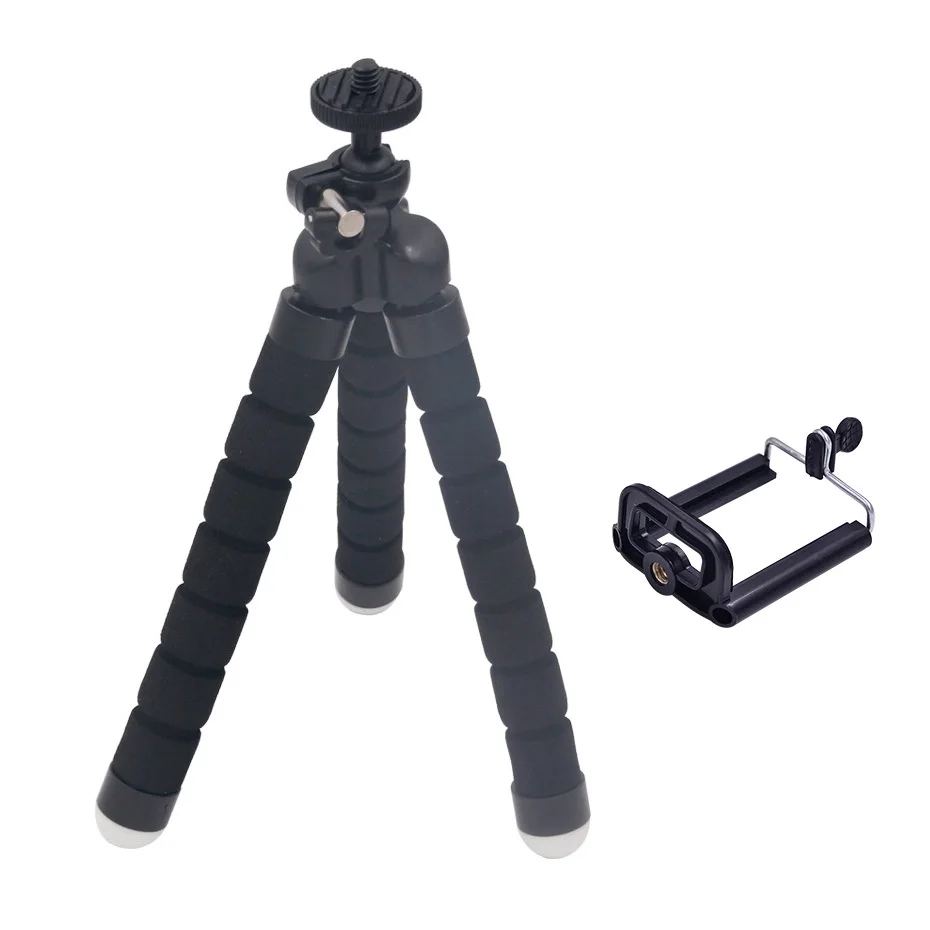 Black Tripod clip Головка штатива Мини Гибкий губчатый штатив Осьминог для телефона Гибкий штатив Gorillapod универсальные штативы держатель телефона - Цвет: Black Tripod clip