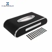 X AUTOHAUX 3 Color Faux Leather Car Tissue Holder Napkin Box Case W/Parking Number Plate Tissue Box Luxury Car Accessories