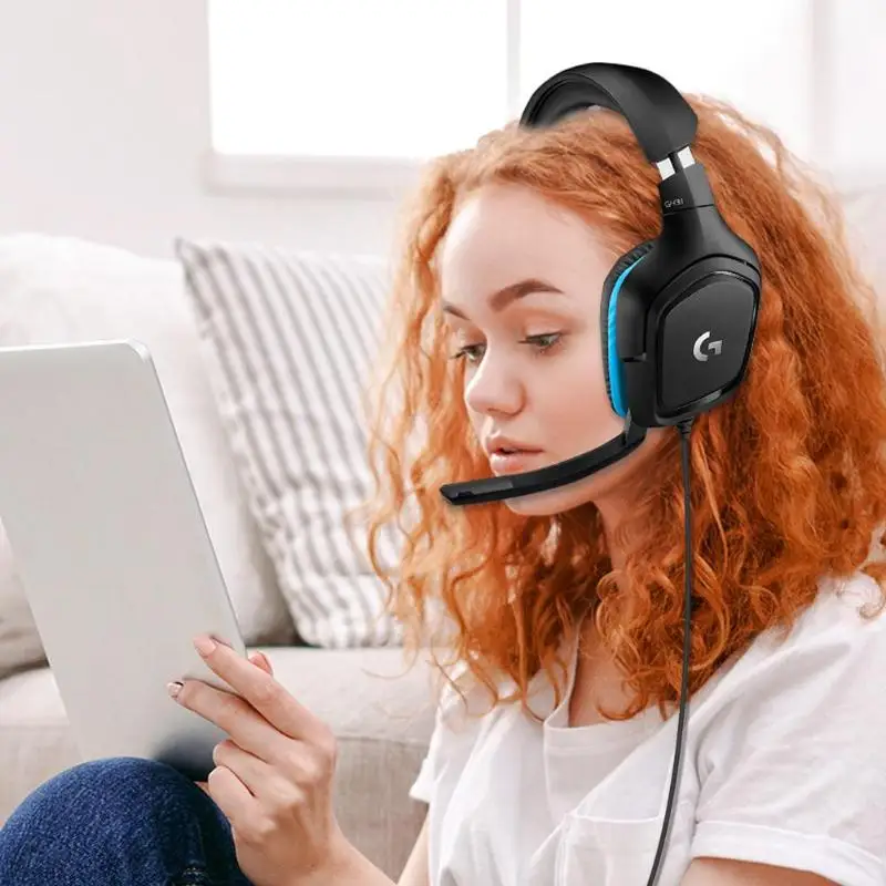 Logitech G431 проводной DTS 7,1 объемное звучание музыки гарнитура игровые наушники ж/микрофон для Windows Mac планшет мобильного устройства