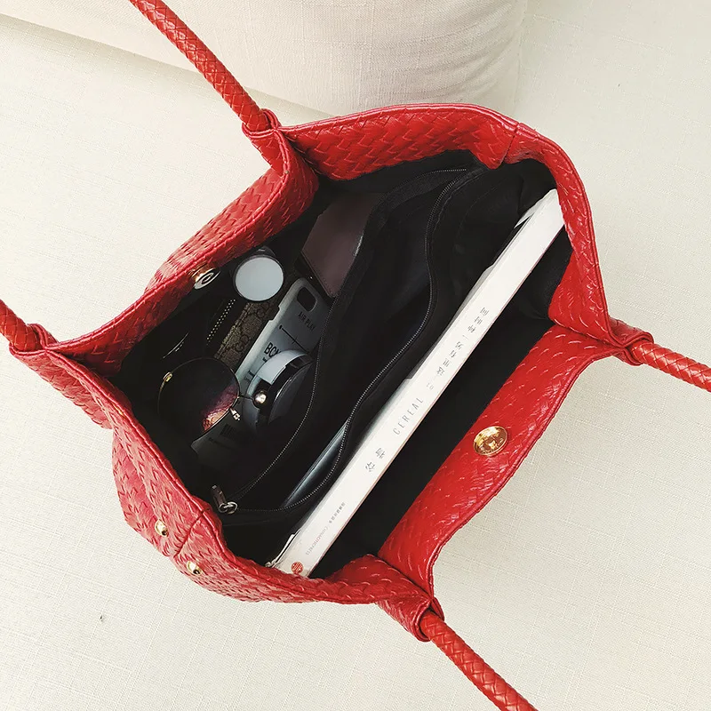 YBYT العلامة التجارية 2018 جديد كبير قدرة المرأة حقيبة يد جلدية الحياكة مهرج الترفيه أعلى-حقائب بيد عالية الجودة بسيطة حقيبة تسوق