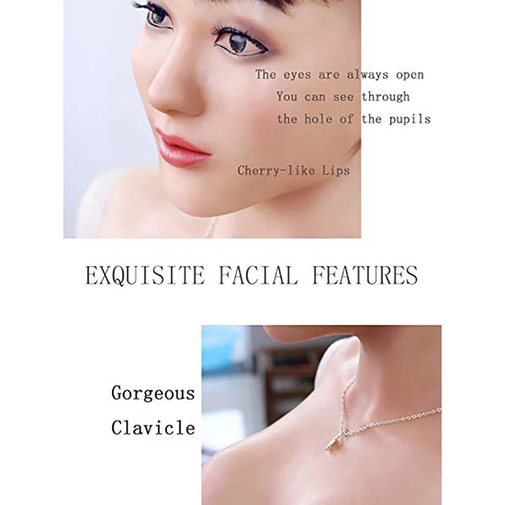 KOOMIHO Soft Silicone Female Head Mask Halfbody E CUP Breast Realistic Handmade Makeup Transgender Mask Halloween Cosplay Mask
