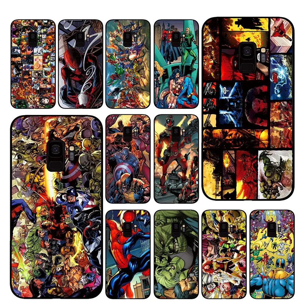 

Marvel DC Comic Book Black TPU Case For Samsung Galaxy S10 S10E S8 Plus S6 S7 Edge S9 S10e PlusNote 8 9