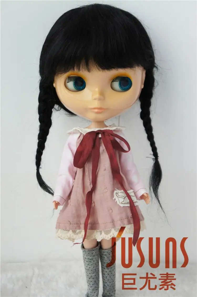 JD018 10-11 дюймов мохер парики Красивая Ана две косы BJD кукла парик Мода Кукла волосы - Цвет: Black M1