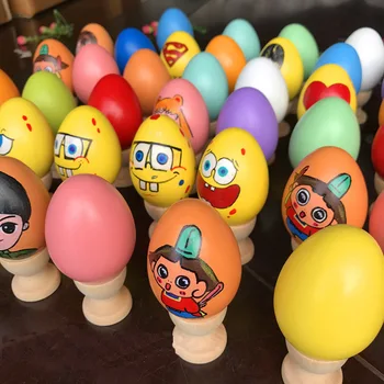 

Wooden eggs children's toys ultra realistic simulation eggs graffiti toys DIY painting colors wooden color