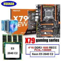 HUANAN deluxe X79 LGA2011 игровой процессор Материнская плата Xeon E5 2640 C2 с охладитель Оперативная память 64G (4*16G) DDR3 1600 МГц RECC