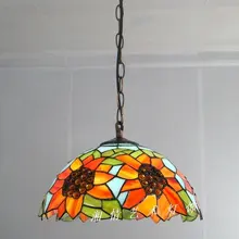 12 pulgadas girasol colgante Tiffany lámparas restaurante iluminación de la mesa pastoral American Bar Cafe cocina de la lámpara cristal fabricación en