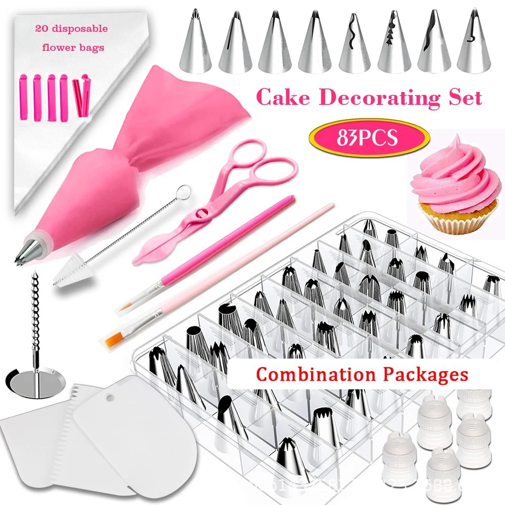 83 Sets Of Cake Decorating Mouth Baking Decoration Tools Dessert Pastry Coloring Equipment Cream Shape DIY Nozzle | Дом и сад
