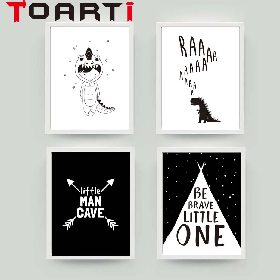 

Black And White Wall Art Canvas Painting Nordic Posters And Prints Dinosaur Wall Pictures For Living Room Pop Art Decor