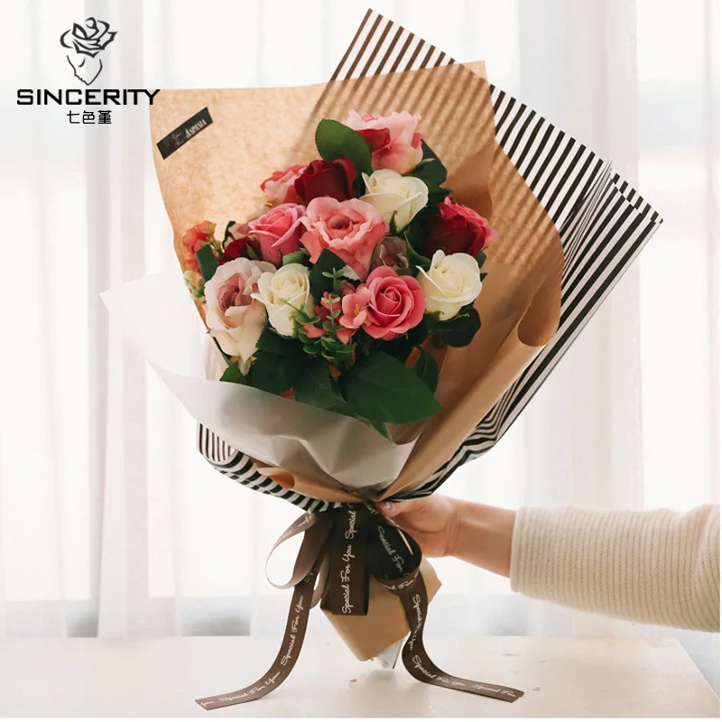 

20pcs/lot 60*60cm Stripe Flower Bouquet Packaging Florist Supply Gift Wrapping Paper Handmade Material Decor for Home