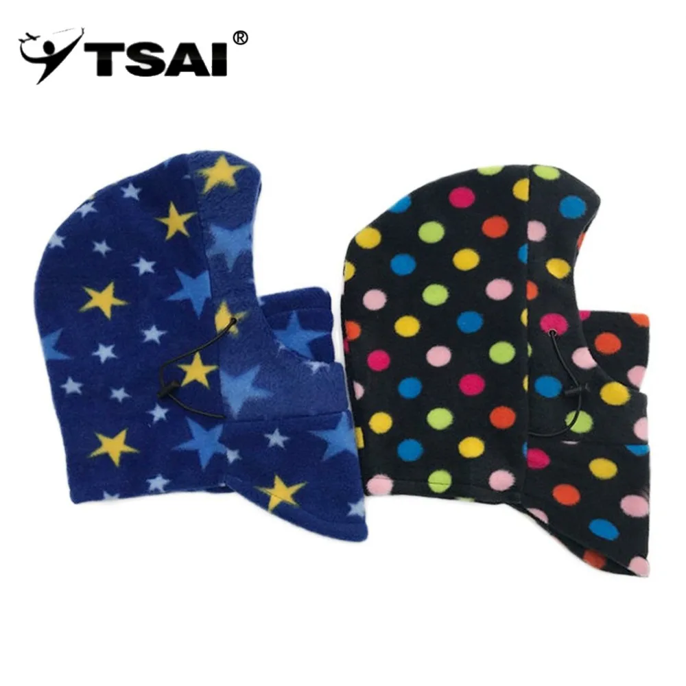 

TSAI Outdoor Windproof Fur Hat Child Winter Thick Warm Hat Kids Cap Fine Hair Face Mask For Boy Girls Cold-proof Hat Drop Ship