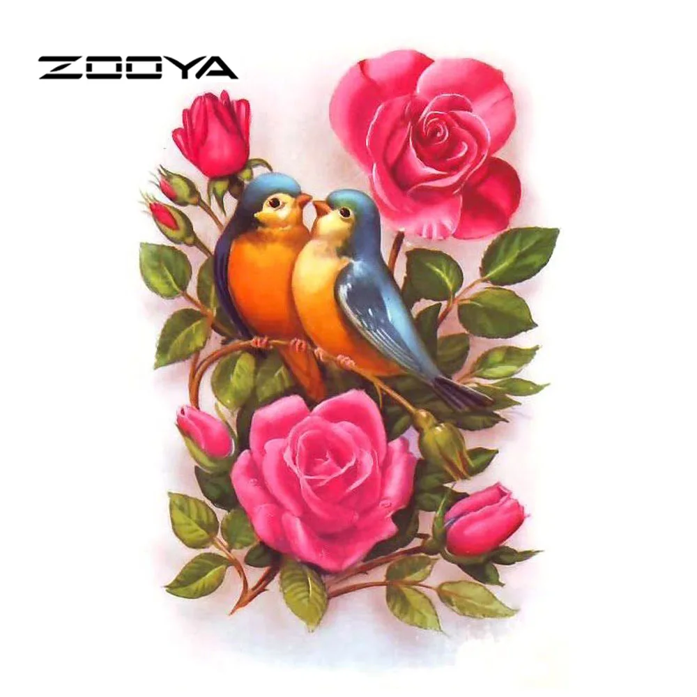 ZOOYA алмазная живопись полная выкладка птицы цветы вышивка распродажа Алмазная