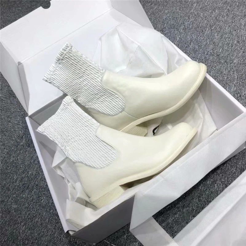 

Genuine Leather Boots Botas Mujer Women Fashion Flock High-heeled Platform Ankle Motorcycle boots Spring Autumn Shoes For Woman