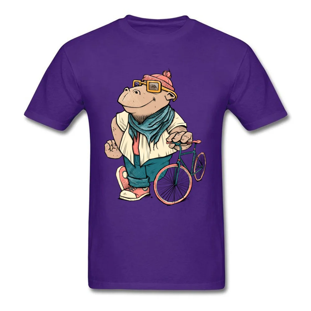 Hipster Hippo Youth T-shirts 2018 Popular Design Tops & Tees All Cotton Round Neck Short Sleeve Normal Clothing Shirt Fall Hipster Hippo purple