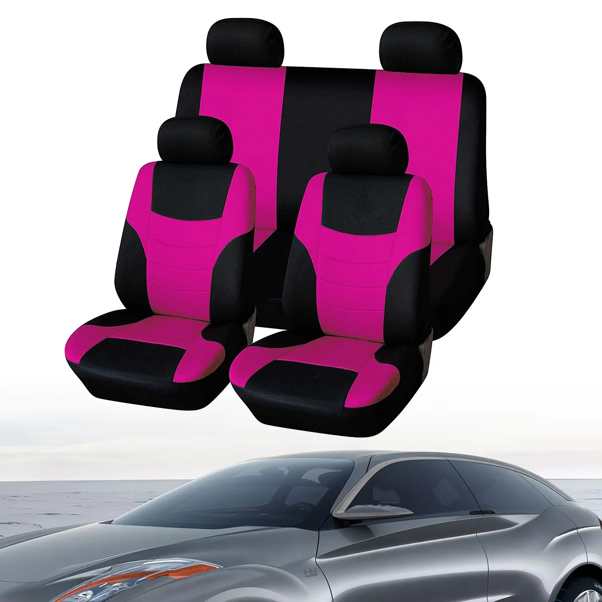 8Pcs//set 5-Seat Car Seat Covers Front+Rear Green Cloth For Interior Accessories