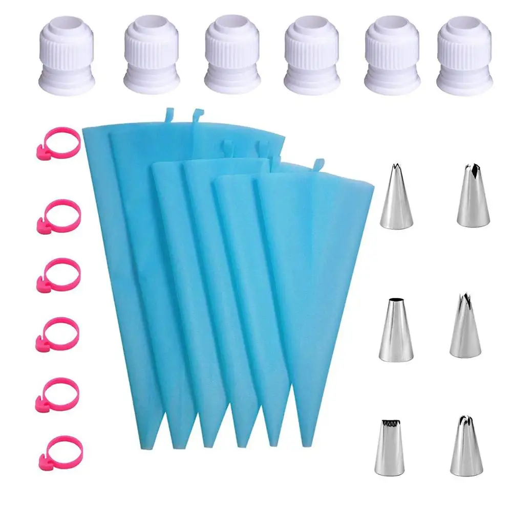 

24Pcs/Set Cream Confectionery Nozzles Icing Piping And Pastry Bag Set Diy Cake Decorating Tools Set Stainless Steel+PP Reusable