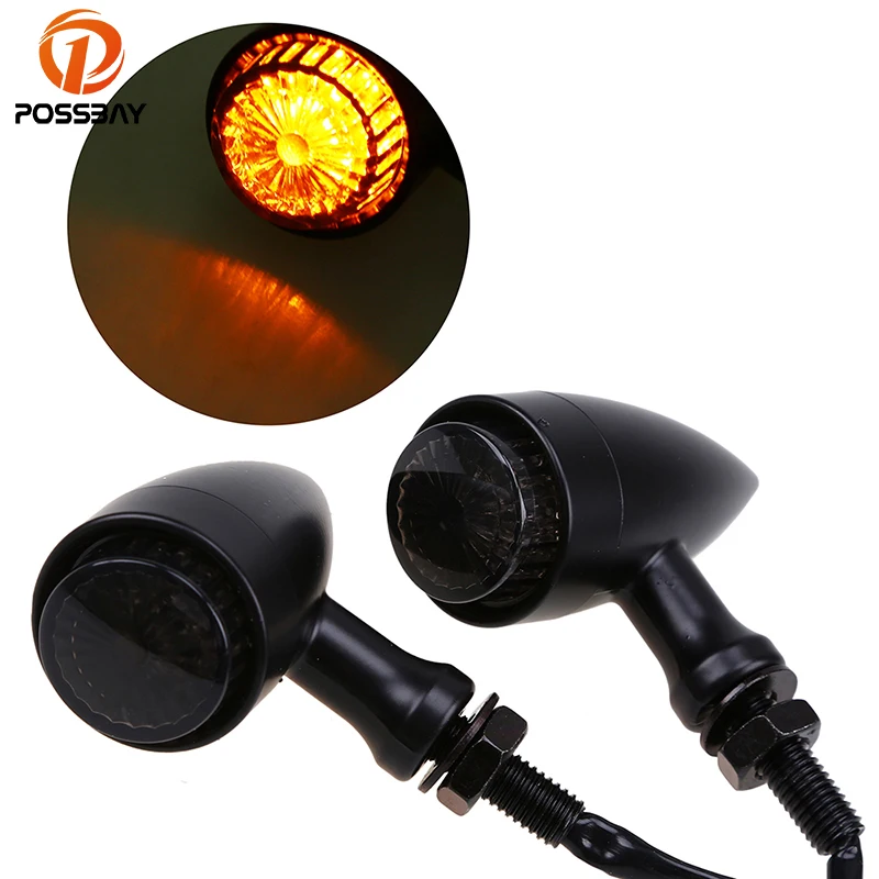 POSSBAY Smoke Lens Motorcycle Turn Signals Blinker Indicators Lamps