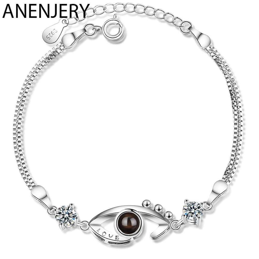 925 пробы серебряные Проекционные браслеты Новинка глаза в форме циркония язык осмысленные ювелирные изделия для женщин S-B252