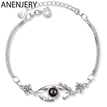 925 пробы серебряные Проекционные браслеты Новинка глаза в форме циркония язык осмысленные ювелирные изделия для женщин S-B252