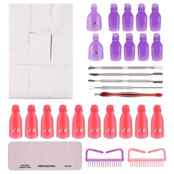 

Nail Polish Remover Clips Set Wipe Cotton Pads Nail Files Nail Brush Stainless Steel Cuticle Nippers Pusher Manicure Tools