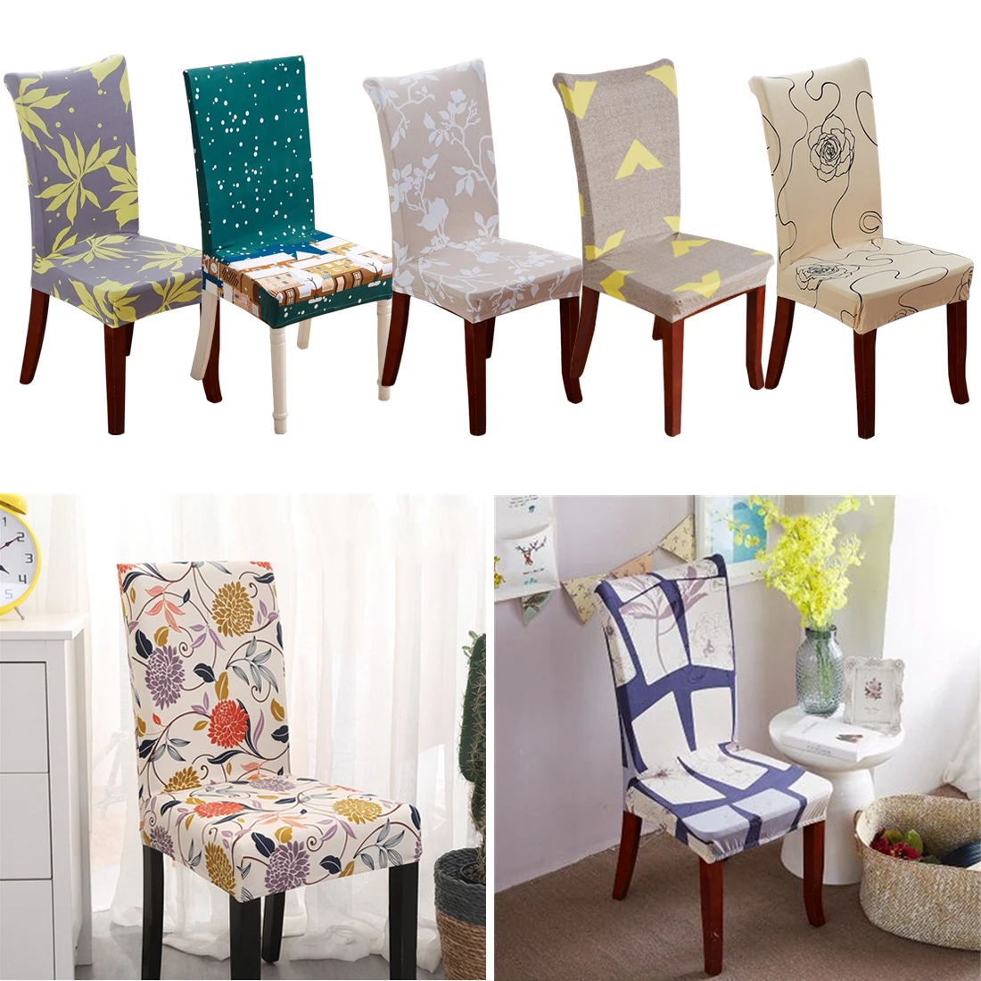 

1PC Spandex Elastic Butterfly Printing Chair Protector Slipcover Kitchen Dining Chair Cover Removable Dustproof Decorative Seat