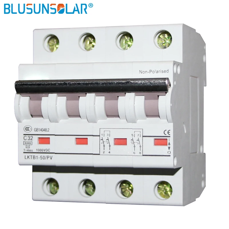 10 шт./лот 4P 1000V DC Автоматический выключатель MCB 6A 10A 16A 20A 32A 40A 50A 63ASolar|Автоматические