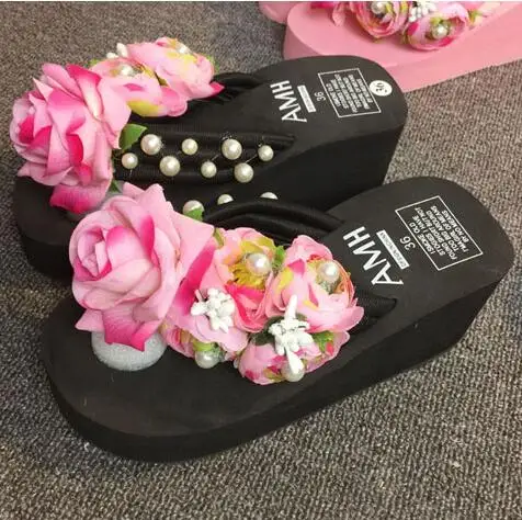 HAHAFLOWER/Новые Летние босоножки на платформе шлепанцы танкетке женские пляжные
