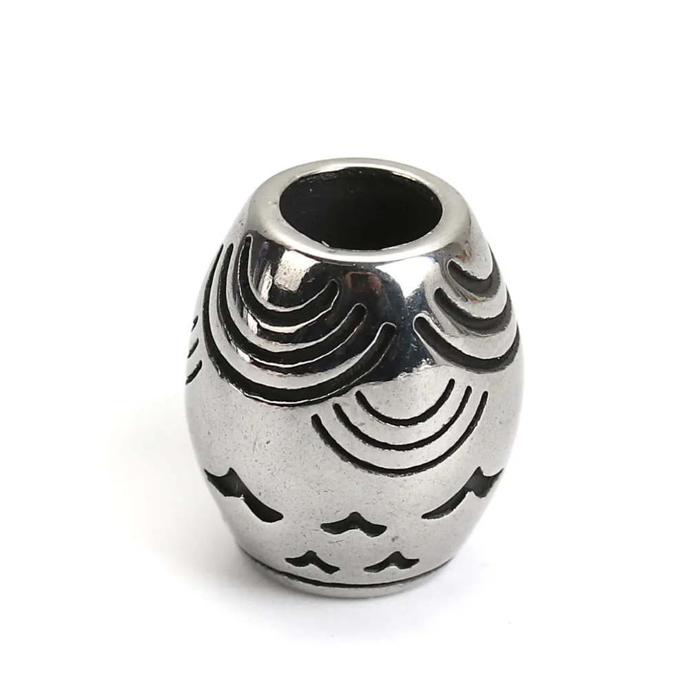 Doreen Box 304 Stainless Steel Spacer Beads Drum Silver Color Wave 13mm( 4/8&quot) x 11mm( 3/8&quot) Hole: Approx 5.1mm 1 Piece | Украшения