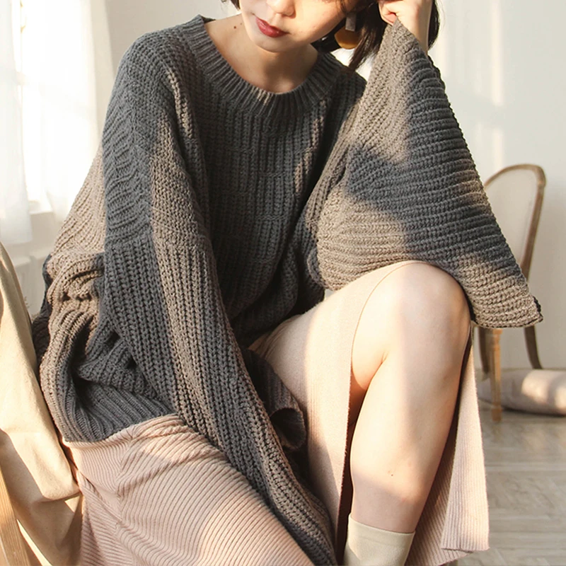 Col zieht che eam2019 Mode Solide Manches Sauvage Pull O Femmes L Nouveau auf Mar Printemps Vintage Flare Couleur tdxBChQsr