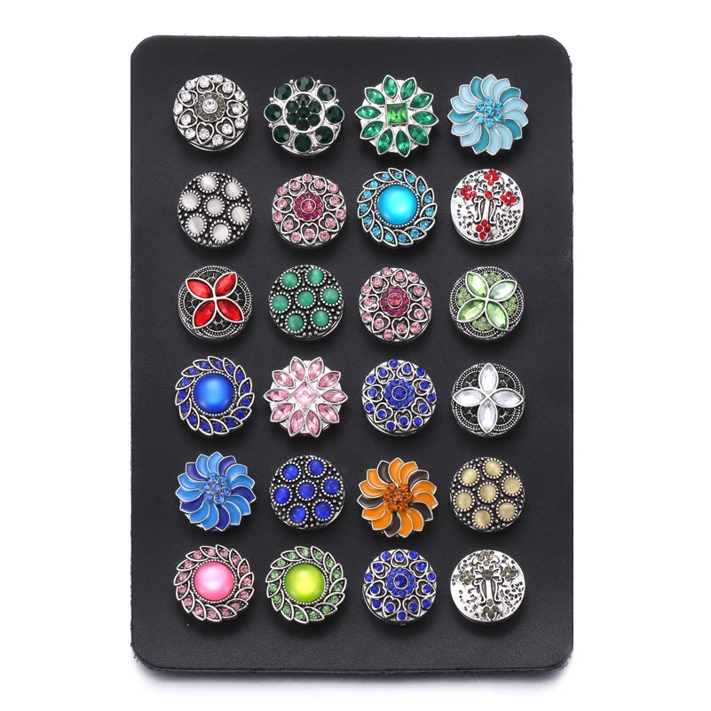 

New Snap Button Jewelry Black Leather Snap Display for 24pcs 18MM &12MM Snap Buttons Jewelry Display Soft Displays Holder