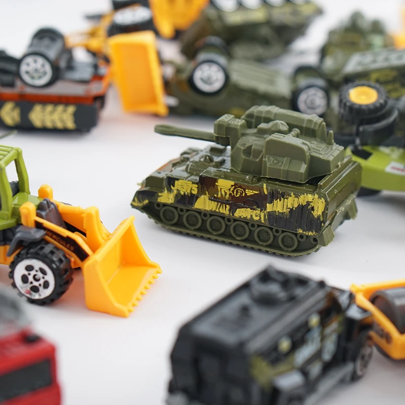 Mini Alloy Cars Tractor Excavator Toy Diecast Metal Alloy Model Toy Car 1:64 Metal Vehicle Police Christmas gift Black
