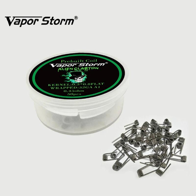 50 штук Vapor Storm A1 катушка нагревательной проволоки спираль RDA плоским витой плавленого катушки Clapton готовые термоусадочные трубки чужой