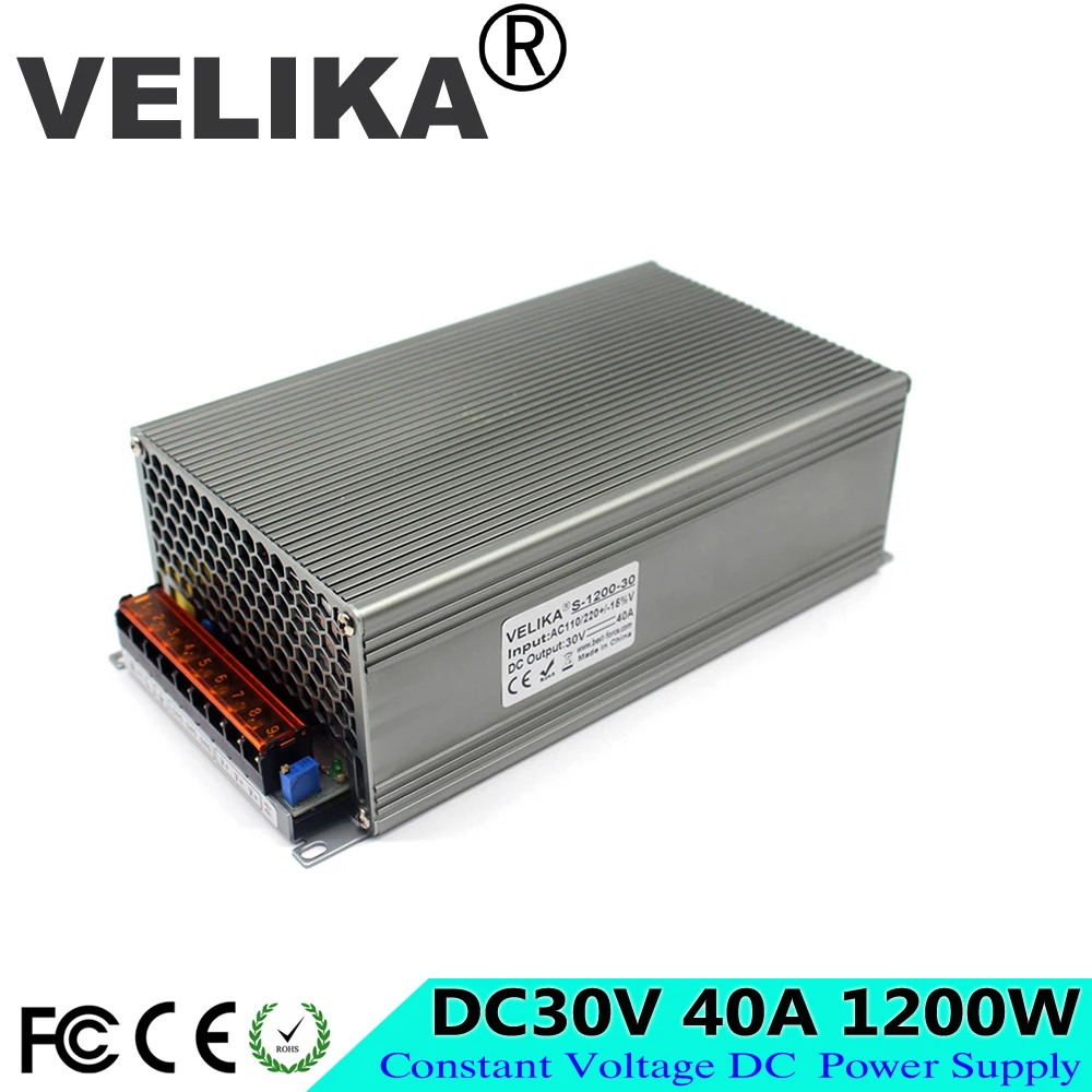 DC Power Supply Switching 30V 40A 1200W Light Driver Transformer 110V 220V AC to DC30V SMPS for CNC CCTV Motor Stepper LED Lamp |