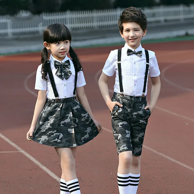 

Children's suit new style boys and girls military training camouflage set children's students show big chorus costume suit