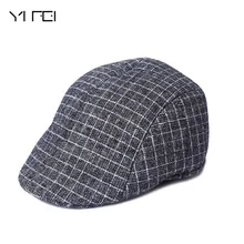 YIFEI Newsboy твидовый плед Gatby Painter Planas Gorras Взрослый Регулируемый зимний мужской утепленный шерстяной клетчатый теплый берет