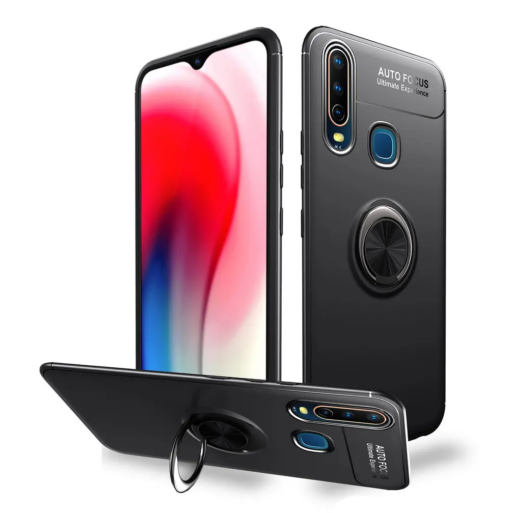 

Luxury Silicone case For VIVO Y17 Soft Cover Phone Cases Finger Ring stand Cover for vivo X27 Pro