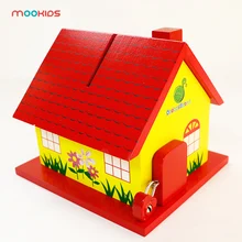 Деревянный сберегательный бак, креативный деревянный красный дом, сберегательный бак, сберегательная коробка для детей, подарок для родителей и детей
