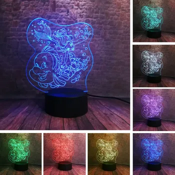 

The Little Mermaid Playing Friend Ariel and Flounder Underwater World IR 7 Color Night Light Decor Xmas New Year Girl Child Gift