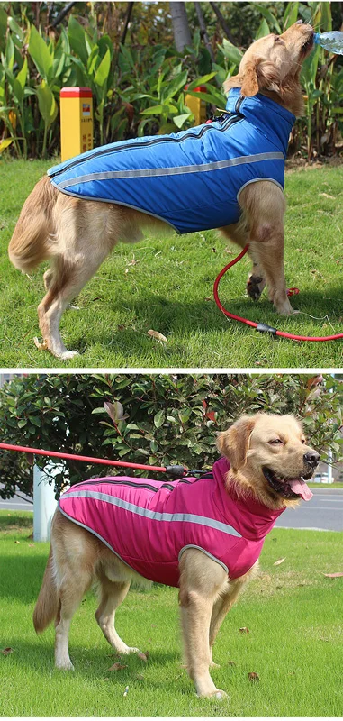 Куртка для собак больших пород комбинезоны для собак водонепроницаемый светоотражающий теплый зимний флисовый жилет одежда для средних и больших собак Лабрадор 25