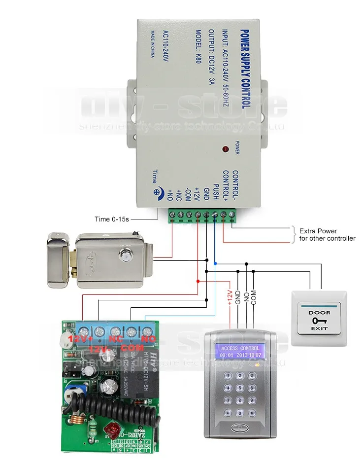 DIYSECUR Дистанционное управление 125 кГц RFID дверной замок Система контроля доступа комплект с дверной звонок Кнопка+ Электрический замок BC200