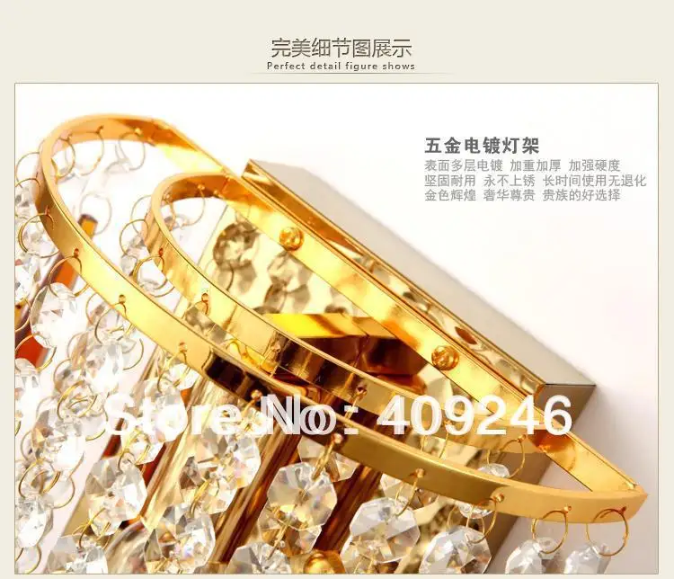 Настенный светильник с кристаллами K9 Золотой/серебристый для спальни|crystal wall