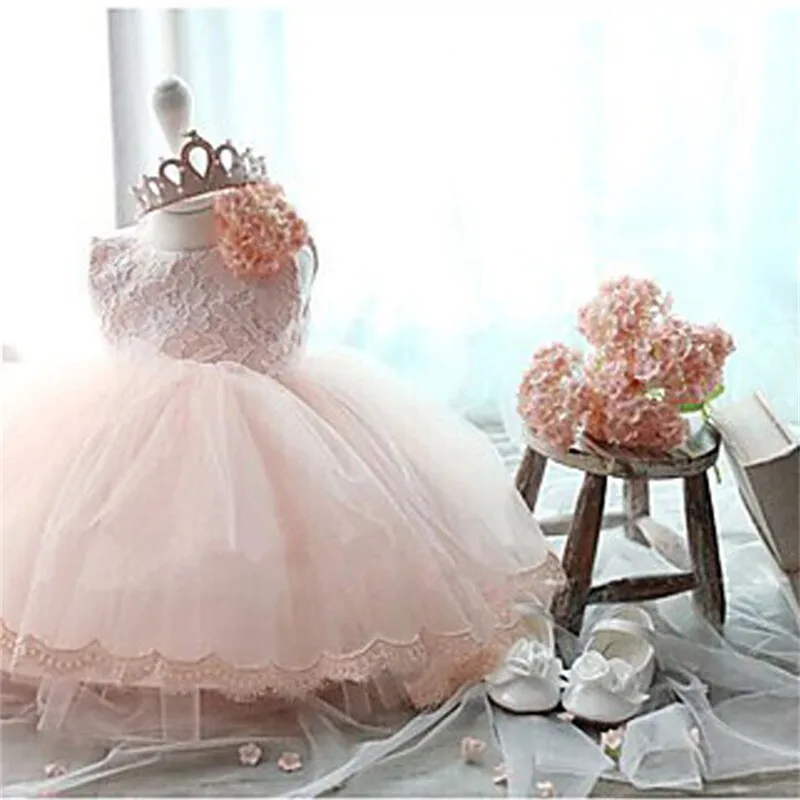 

Toddler Baby Girl Dress for Christening Newborn Princess Pink Vestido infantil Gown Dresses 1 Year First Birthday Lace Clothes