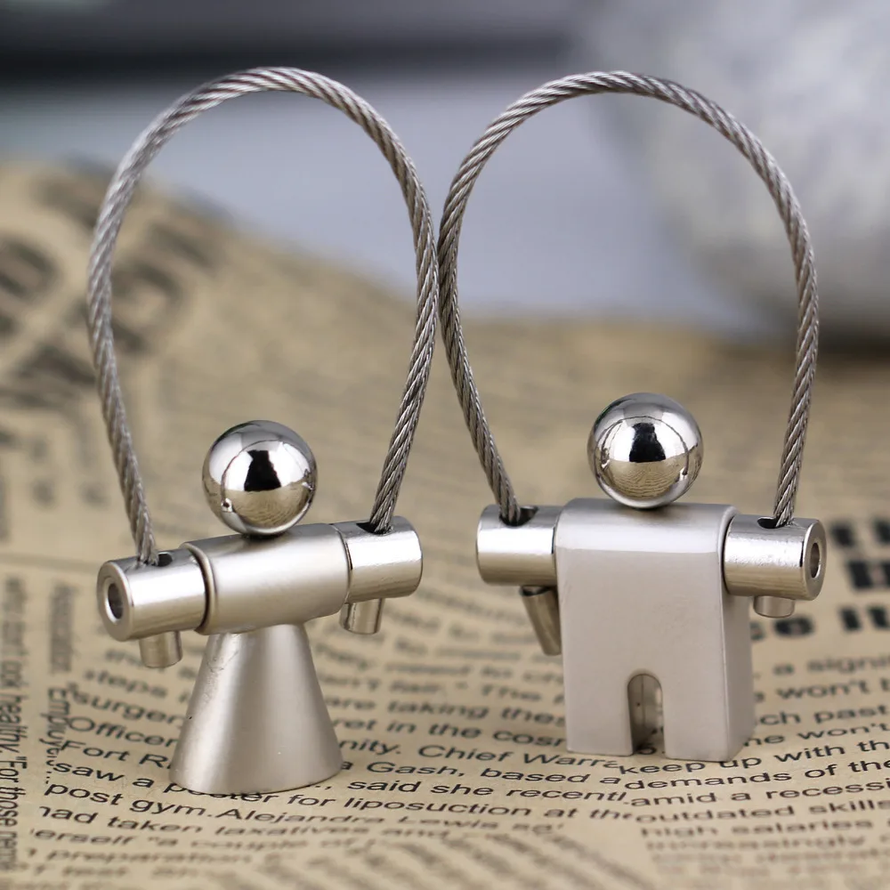 boy girl couple keychain key ring wire rope key chain llaveros mujer