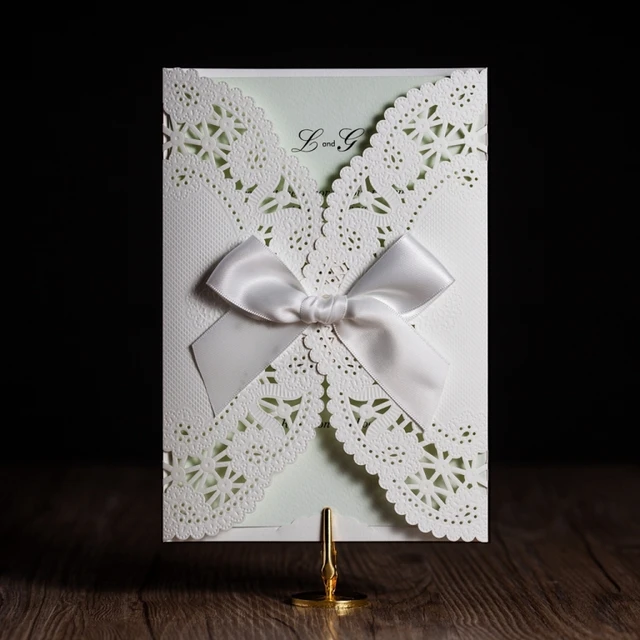 wishmade free shipping 50pcs vertical laser cut white hollow flora envelope insert