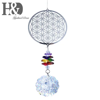 

H&D Crystal Suncatcher Rainbow Maker, Life of Sunflower Rainbow Hanging Sun Catcher for Window Lucky Gifts For Birthday