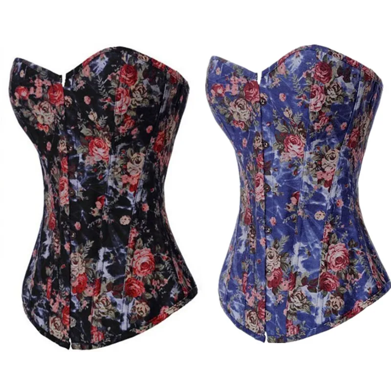 Hot Sexy women waist corset floral strapless Corsets Body Shapewear