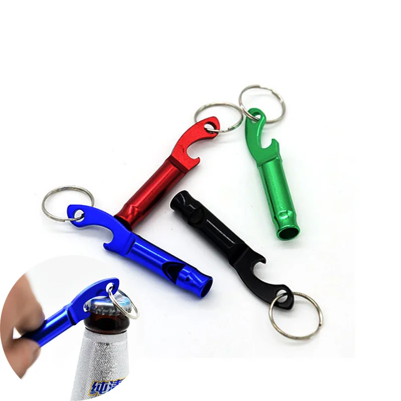 

1PCS Portable 4 in 1 Bottle Opener Lovely Whistle Key Ring Chain Keyring Keychain Metal Beer Bar Tool Gift Free Shipping Hot