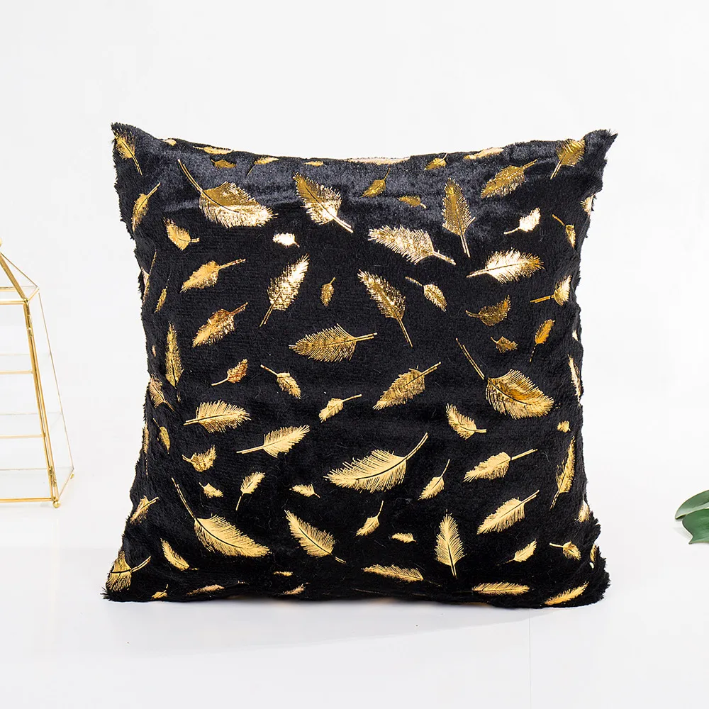 Pillowcase1 pc наволочка с перьями бронзовая Золотая фольга печать мягкая льняная для