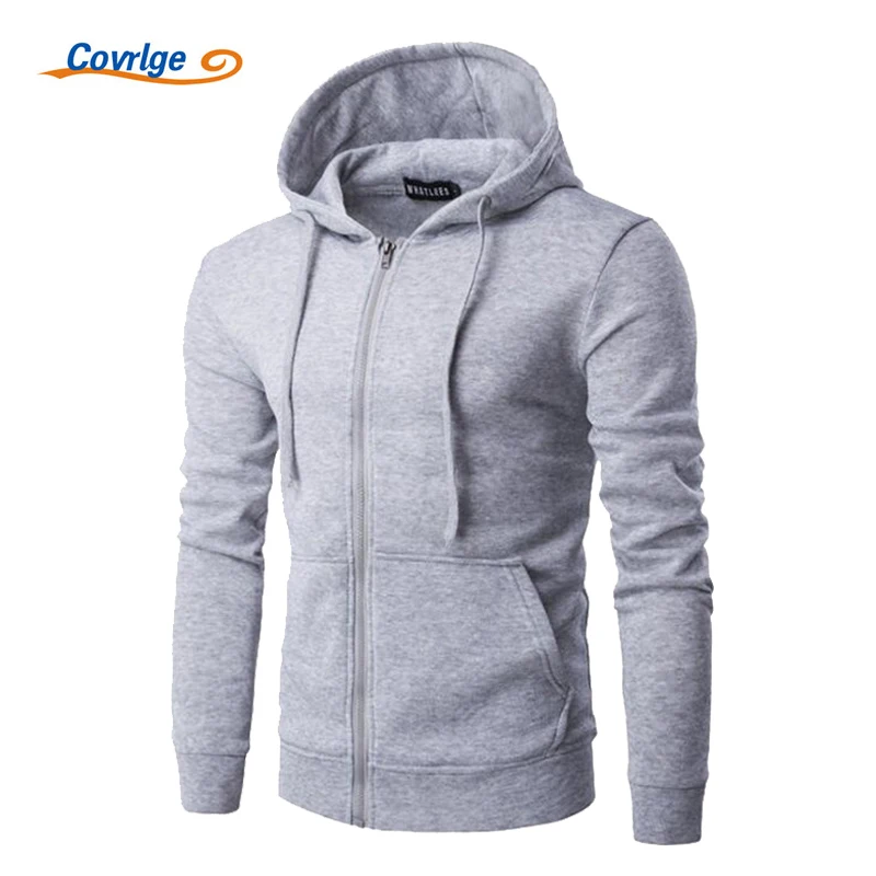 

Covrlge 2018 Spring New Men Hoodies Men's Solid Hooded Sweatshirt Fashion Slim Thin Sportswear Male Tracksuit Cardigan MWW083
