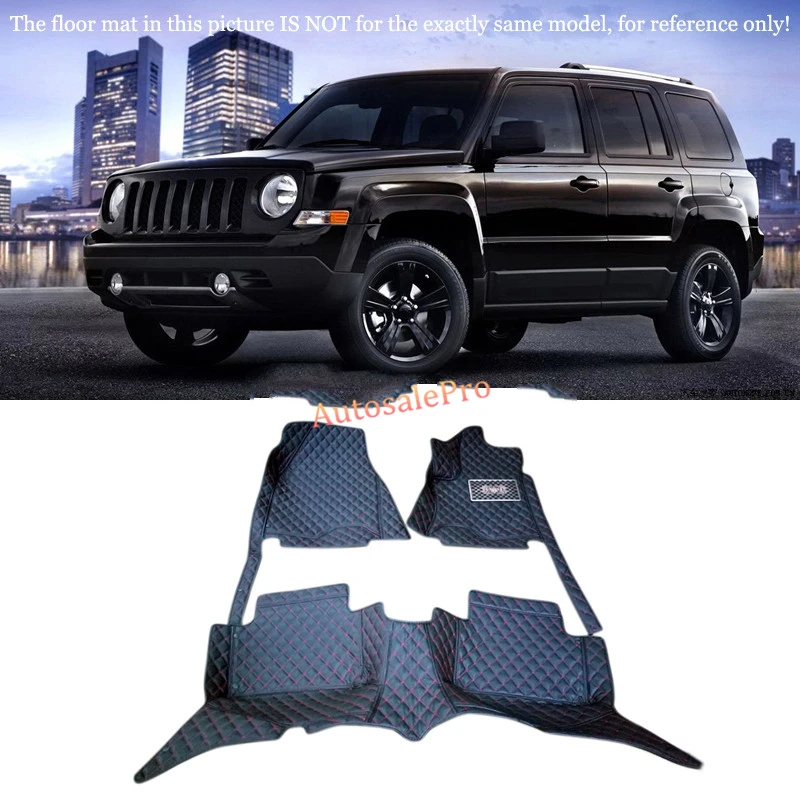 

for For Jeep Patriot 2011 2012 2013 2014 2015 Left & Right Hand Drive! Black red grid Front Rear Floor Mat Carpets Pad Cover